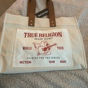 Beige True Religion Tote Bag